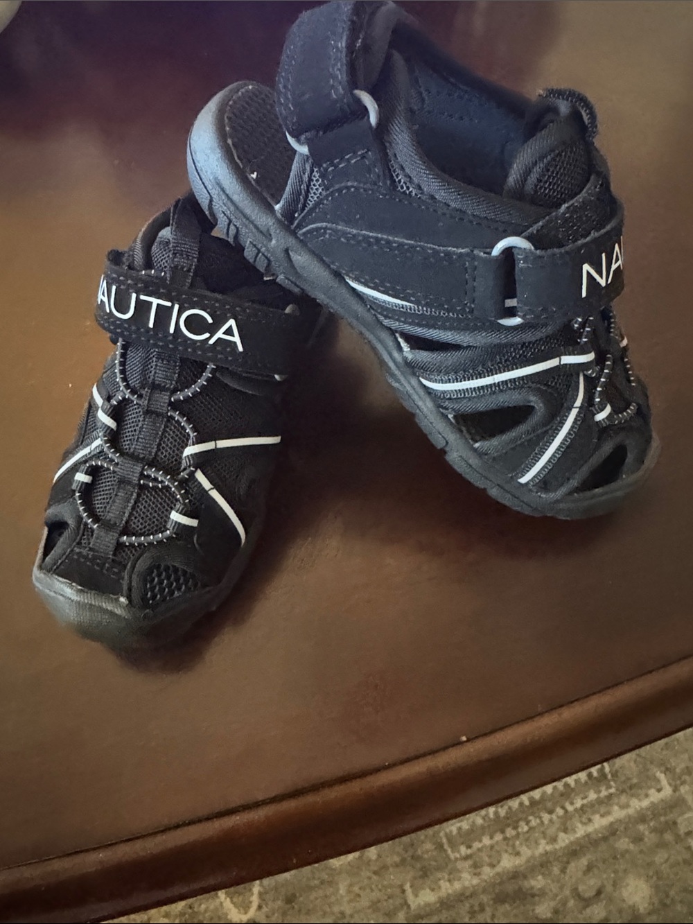 Nautica Boys Black and White Closed-Toe Sport Sandals